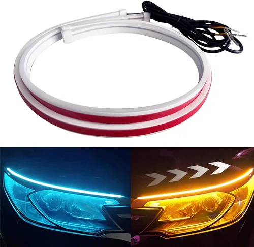 Tira de Luz LED para Faros Tubo de Luz, 11.8 Pulgadas Impermeable Lámpara de Señal de Giro Secuencial Intermitente, Tira LED DRL Luz de Circulación