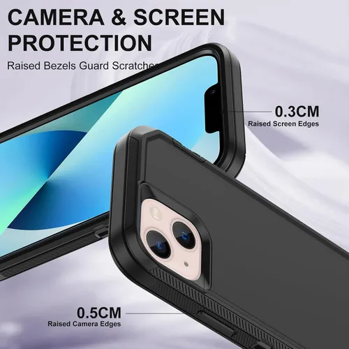 Miniatura 3 de Funda para iPhone 13 Mini con 2 protectores de pantalla, protección contra caídas a prueba de golpes, cuerpo completo, resistente, 3 capas, militar