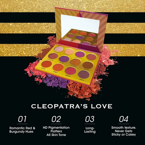 Miniatura 6 de EBIN NEW YORK Cleopatra's Love - Paleta de sombra de ojos Secret of Pharaoh, altamente pigmentada y mezclable, libre de crueldad, mate y brillante