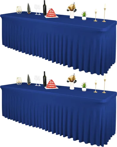 Miniatura 29 de 2 Packs Black Spandex Table Clothes for 6 Foot Rectangle Tables, Wrinkle Resistant Fitted Tables Cover, Washable Stretch Table Skirts for Weddings
