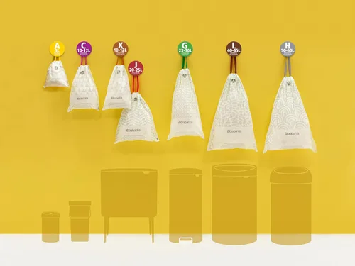 Miniatura 6 de Bolsas de basura Brabantia PerfectFit (Tamaño M/16 Gal) Bolsas gruesas de plástico para caneca de basura con asas de cordón (40 bolsas)
