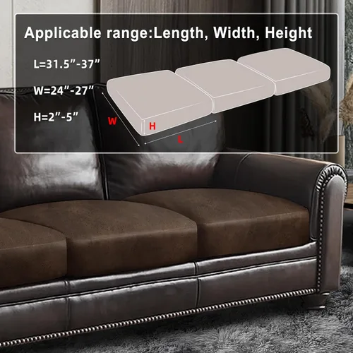 Miniatura 3 de ANARACHON Fundas de cojín de sofá con aspecto de cuero, juego de fundas de asiento de sofá, protector de muebles para sillón seccional, sofá biplaza