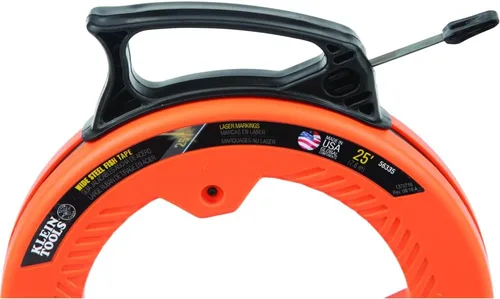 Miniatura 10 de Klein Tools 56335 Cinta Pasacables Eléctrica de Acero Plano, Cinta de Acero de Resorte de 25 Pies y 1/4 de Pulgada de Ancho, Punta de Plástico
