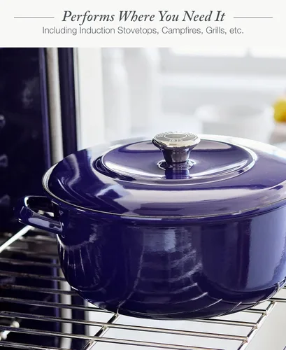 Miniatura 3 de Merten & Storck - Olla de horno holandés redondo de 7 cuartos de galón con tapa, olla holandesa de hierro esmaltado fabricada en Europa, apta