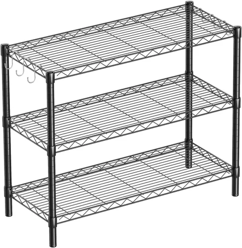 Guan River Unidad de Estantería de Alambre de Metal Ajustable de 3 Estantes Estante de Almacenamiento y Exhibición para Oficina, Cocina, Dormitorio,