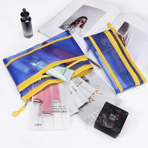Miniatura 6 de 12 bolsas de malla de nailon con cremallera, bolsas de malla para cosméticos, bolsas de maquillaje, estuche de lápices, bolsas de viaje multiusos