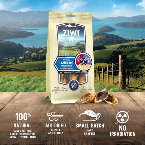 Miniatura 4 de ZIWI Masticables y golosinas para perros, orejas de cordero, totalmente naturales, secadas al aire, una sola proteína, sin granos, golosinas de alto
