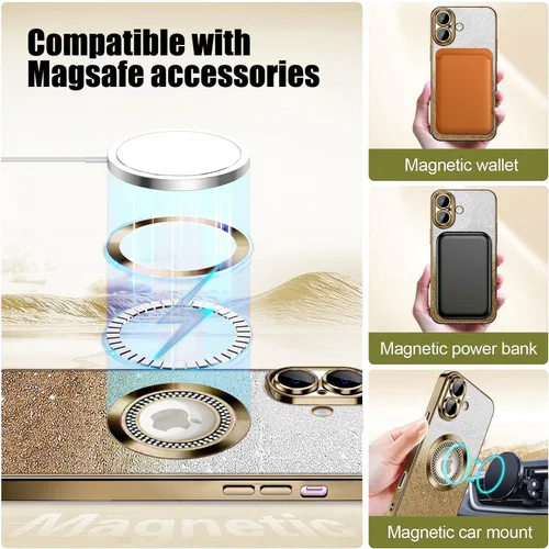 Miniatura 112 de Misscase Funda magnética con purpurina para iPhone 11 compatible con MagSafe, protección completa, delgada, a prueba de golpes, antiarañazos