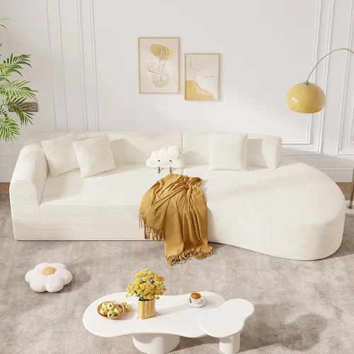 Sofá modular modular de 126 pulgadas, moderno sofá curvado de nube con asiento profundo, sofás tapizados de gran tamaño para sala de estar, no Beige