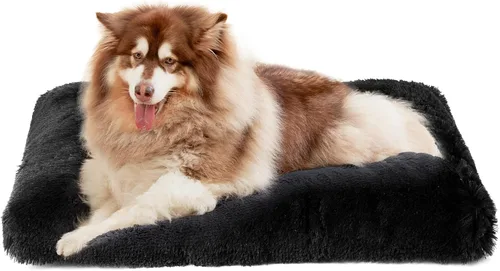 Miniatura 23 de EHEYCIGA Cama Esponjosa para Jaula de Perros Grandes, Almohadilla de Jaula de Piel Sintética Afelpada, Cama Calmante Anti-Ansiedad para Perros Negro
