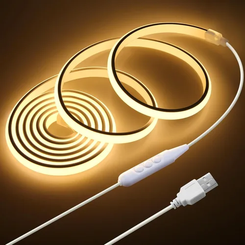 Miniatura 14 de Tira de luces LED blancas de luz diurna de 16.4 pies, 24 V, impermeable, kit de tira LED COB con control remoto, luz de cinta LED flexible regulable