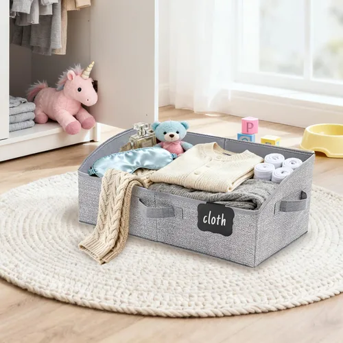 Miniatura 3 de Trapezoid Storage Bins with Label Clips,28L Large Closet Organizers and Storage,Foldable Fabric Bin with 3 Handles,Shelf Basket for