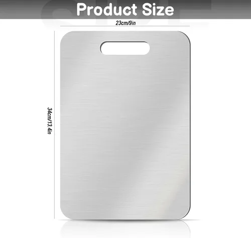 Miniatura 2 de Tabla de cortar de titanio, tablas de cortar de acero inoxidable para cocina, tablero de titanio de grado alimenticio de doble cara para cortar