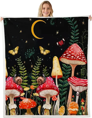 Miniatura 33 de Feelyou Manta de forro polar de sol y luna, estilo bohemio Sherpa para niños, niñas, felpa cósmica celestial mullida para sofá, cama, sofá, 40 x 50