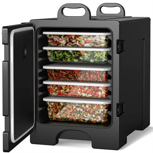 COSTWAY Calentadores de alimentos para catering, cajas calientes para 5 sartenes de tamaño completo, capacidad de 81 cuartos de galón, diseño
