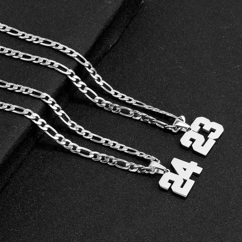 Miniatura 5 de MIMITLTY Personalized Jersey Number Necklaces for Mens,Athletes Stainless Steel Sport Number Pendant Chain for Boys BaseballBasketballFootball Team