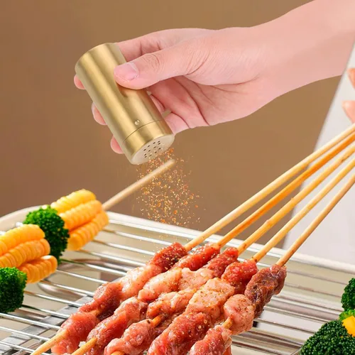Miniatura 3 de 2 tarros dorados para especias con agujero P/S de acero inoxidable para condimentos para azúcar, sal, pimienta, especias, para cocina del hogar