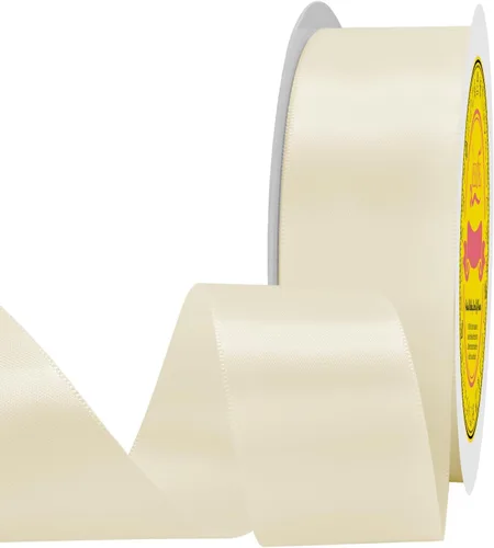 Miniatura 281 de Cinta de satén blanca antigua de doble cara de 1-1/2 pulgadas x 50 yardas, cinta de poliéster para envolver regalos, día de San Valentín, bodas