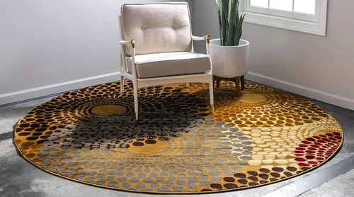 Miniatura 3 de Unique Loom Barista Collection - Alfombra moderna a cuadros, contemporánea, multicapas, Algodón, Beige/Negro