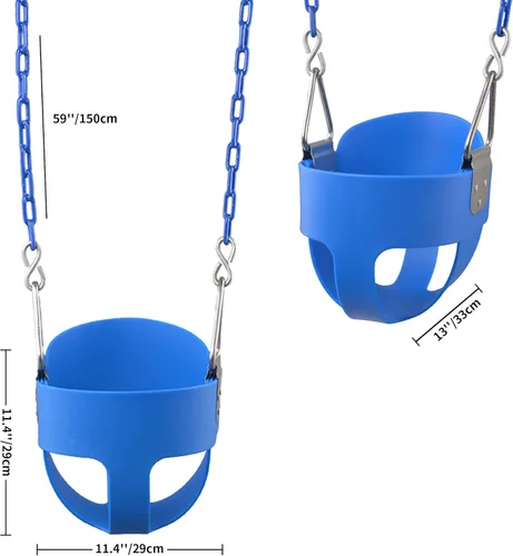 Miniatura 5 de KINSPORY Columpio para niños pequeños, cadenas de hierro resistente recubiertas de 59", columpio para bebé al aire libre, asiento tipo cubeta