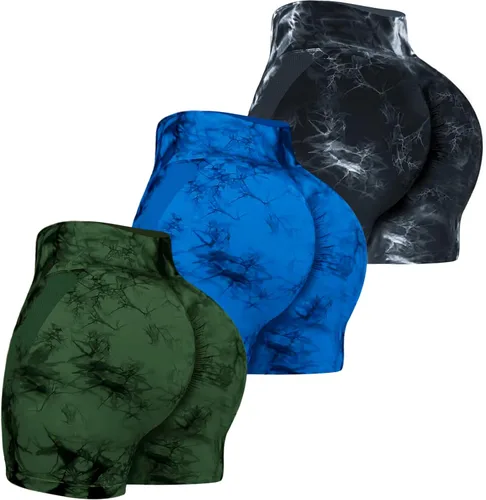 Miniatura 57 de VVX Pantalones cortos de entrenamiento para mujer, 3 piezas, con levantamiento de glúteos, sin costuras, cintura alta, pantalones cortos de yoga