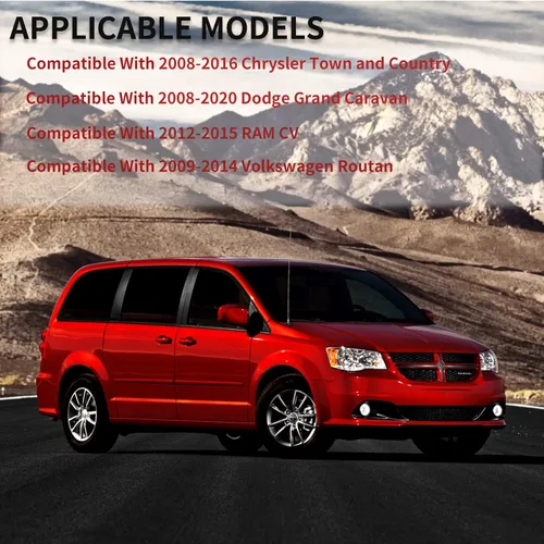 Miniatura 6 de Espejo lateral del conductor de repuesto para Chrysler Town Country 2008-2016, Dodge Grand Caravan 2008-2020, RAM CV 2012-2015, VW Routan 2009-2014