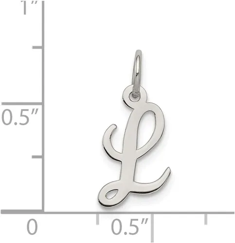 Miniatura 3 de Colgante de plata de ley 925 maciza con letra inicial L alfabeto colgante de 0.630 in, Metal, No es una piedra preciosa