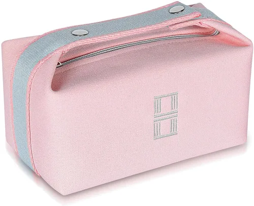 Miniatura 9 de Bolsa de maquillaje de moda para mujer, bolsa de viaje de lona naranja y roja, organizador de cosméticos colgante para mujer