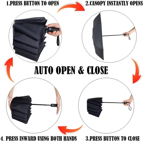 Miniatura 5 de LLanxiry - Paraguas de viaje compacto, resistente al viento, impermeable, paraguas con protección contra rayos ultravioleta, para golf