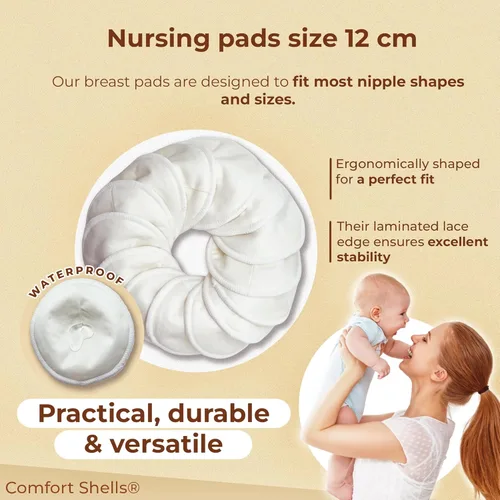 Miniatura 5 de Comfort Shells® Almohadillas de lactancia reutilizables, paquete de 14 almohadillas ultrasuaves para el pecho + bolsa de lavandería + pulsera
