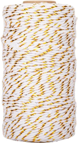 Miniatura 18 de jijAcraft Cordel de Hilo Blanco y Negro, 328 Pies de Cordel de Panaderos de Navidad, Cuerda de Empaque Resistente de 2MM para Manualidades DIY