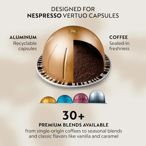 Miniatura 4 de Nespresso Vertuo Next Deluxe - Cafetera de café y café expreso, cromo puro con espumador de leche Aeroccino, 1.1 litros, color negro, cromo oscuro
