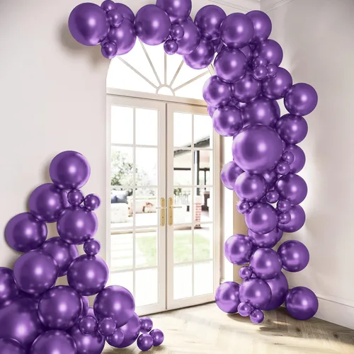 Miniatura 24 de HOUSE OF PARTY Globos azules metálicos: guirnalda de globos azules, globos metálicos azules de 5/12/18 pulgadas para decoraciones de graduación