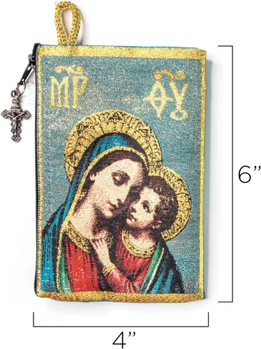 Miniatura 32 de Bolsa de rosario católico, estuche de rosario de bautismo para niños con números 6:24-26, versículo de la Biblia, 4 x 6 pulgadas, joyería y monedero