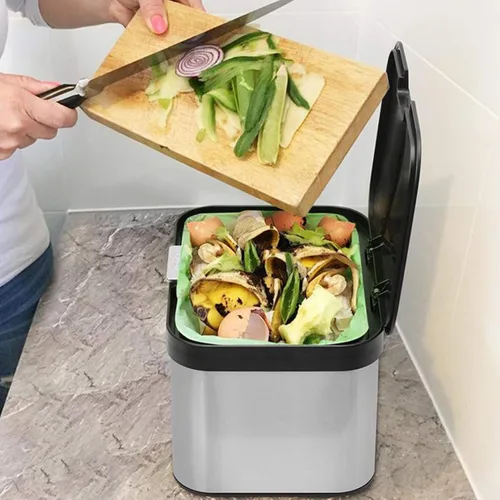 Miniatura 3 de Contenedor de compostaje para encimera, cubo de compost interior sellado, contenedor de residuos de alimentos, contenedor de compost de cocina