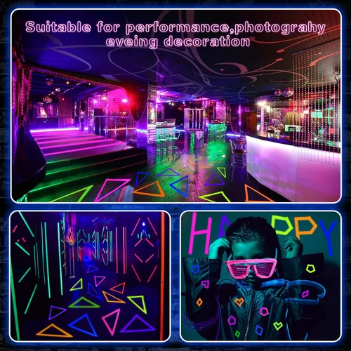 Miniatura 6 de Whaline Cinta de tela Gaffer de neón de 6 colores, cinta fluorescente de luz negra UV para fiestas UV (0.6 pulgadas x 16.5 pies)