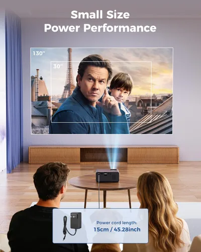Miniatura 6 de CiBest Mini proyector, proyector de video de soporte Full HD 1080P mejorado, proyector de película pequeña portátil, compatible con Mini negro