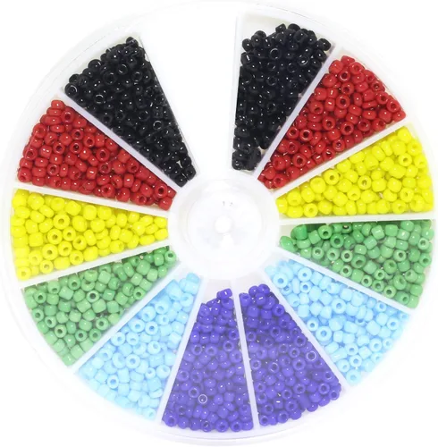 1000 mini cuentas de vidrio hechas a mano para joyería de cuentas sueltas de cuentas espaciadoras de semillas de 0.079 in, 6 colores mezclados