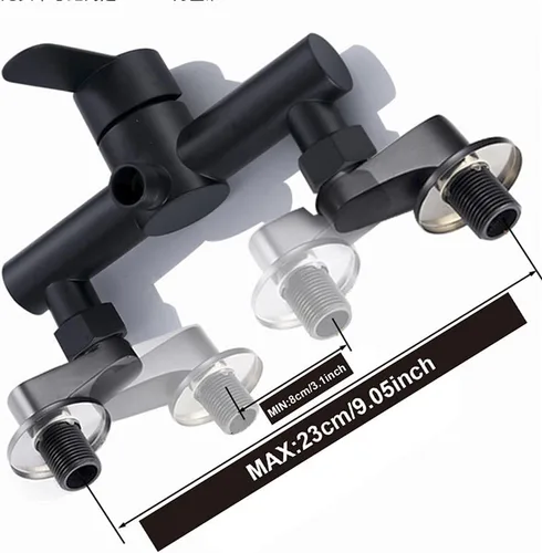 Miniatura 2 de Adaptador de montaje en pared de 3-3/8 pulgadas, grifo de bañera de pie de garra negra, brazos oscilantes ajustables, tornillo excéntrico