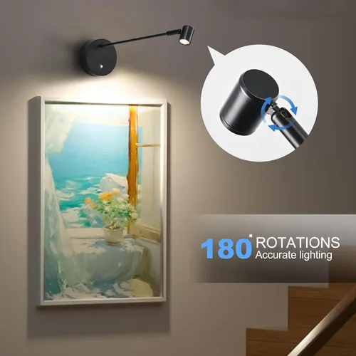 Miniatura 6 de ZitoStory Luces para Cuadros en la Pared, Luz de Imagen Operada por Pilas Recargable, Iluminación de Arte LED Negra para Pinturas Inalámbrica