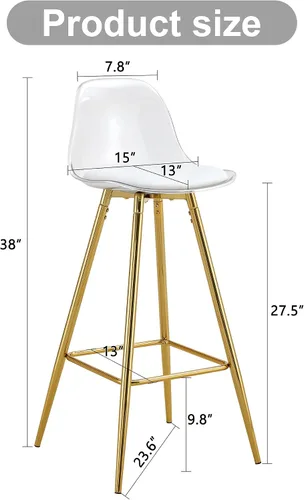 Miniatura 2 de Silla de bar acolchada moderna y cómoda con patas de metal, diseño de moda adecuado para comedor, cocina, terraza y sillas de sala de estar.