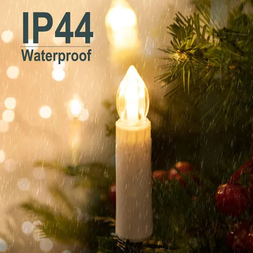 Miniatura 5 de Minetom Tira de luces de vela de Navidad, 48 pies, 50 luces LED para interiores y exteriores, luces de vela sin llama conectables con clips