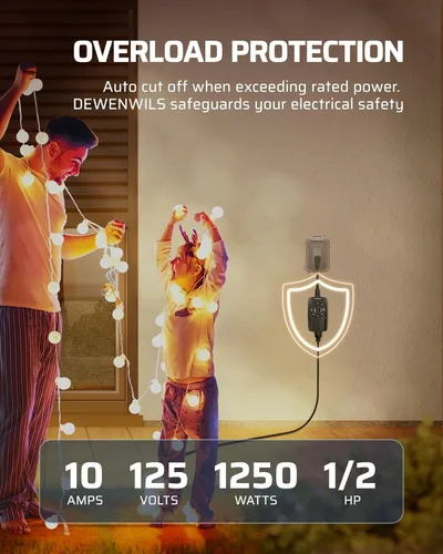 Miniatura 6 de DEWENWILS Temporizador de luz para exteriores, del atardecer al amanecer, resistente a la intemperie, temporizador de enchufe para jardín