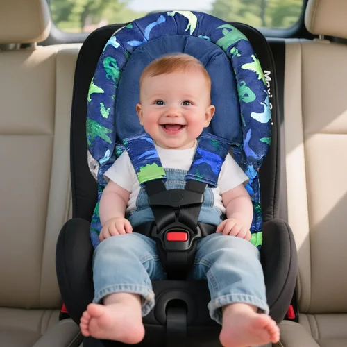 Miniatura 5 de Soporte de cabeza de asiento de automóvil para bebé con reposacabezas extra, soporte para cuerpo de bebé 2 en 1 con almohadillas para los hombros