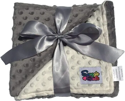 Miniatura 2 de Manta de bebé suave unisex reversible para niños Minky Dot - (crema/gris)