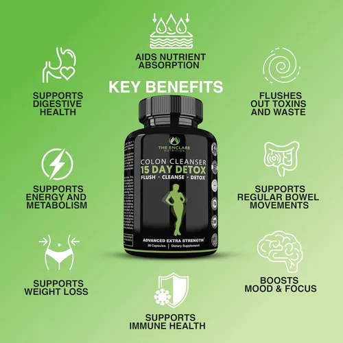 Miniatura 9 de Limpiador de colon Detox. Premium 15 días de acción rápida de desintoxicación píldoras de dieta, probióticos, fibra, laxantes naturales para aliviar