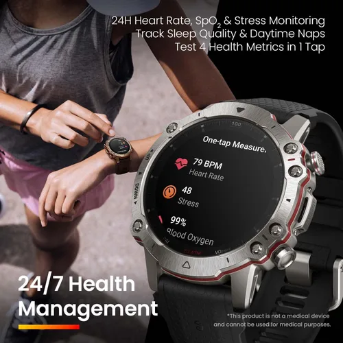 Miniatura 9 de Amazfit Falcon Reloj Inteligente Premium 49mm, Reloj de Fitness, GPS de Banda Dual, Entrenador de Fitness AI, Titanio, Batería de 14 Días, Negro