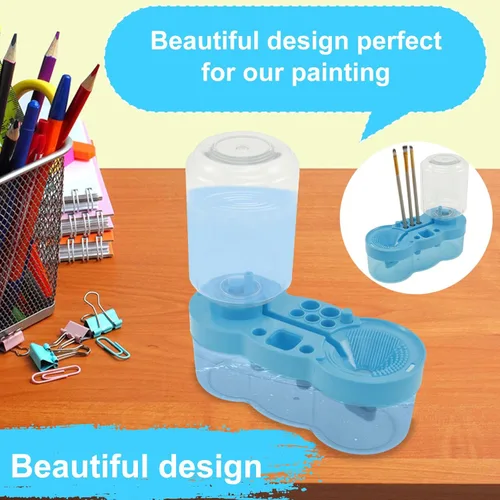 Miniatura 5 de Limpiador de pinceles de pintura mejorado con bandeja de pintura, herramienta de limpieza de pincel de circulación de agua, suministros de pintura