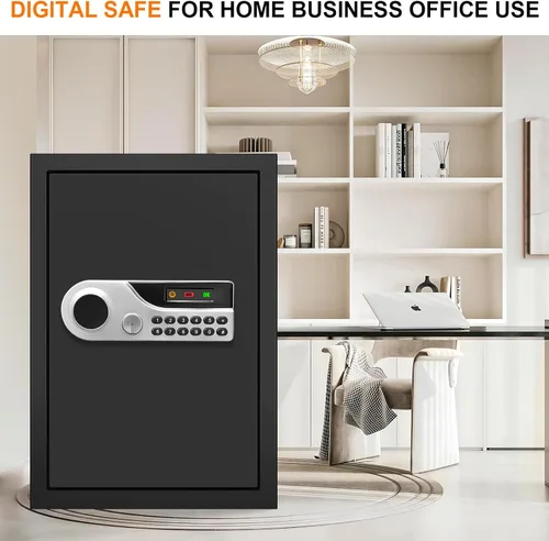Miniatura 9 de 3.3 Cuft - Caja fuerte grande para el hogar, resistente al agua y al fuego, caja de seguridad digital contra incendios con llave de teclado