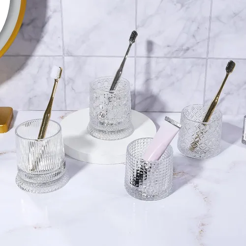 Miniatura 6 de DASITON Organizador de brochas de maquillaje, soporte de almacenamiento de brochas de cosméticos de cristal, organizador de maquillaje de vidrio